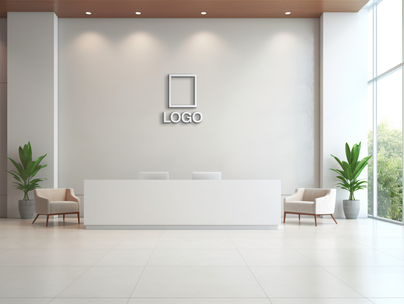 Logo mockup sign mockup design brand identity mockup company logo reception logo mockup branding ai generative background psd