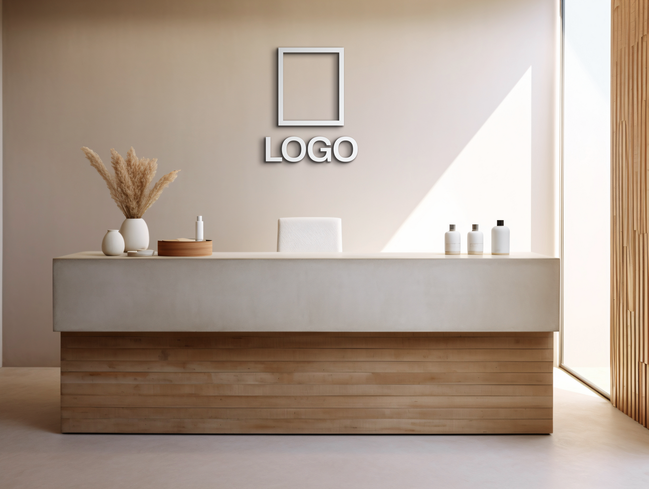 Logo mockup sign mockup design brand identity mockup company logo reception logo mockup branding ai generative background psd