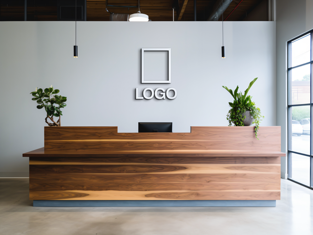 Logo mockup sign mockup design brand identity mockup company logo reception logo mockup branding ai generative background psd