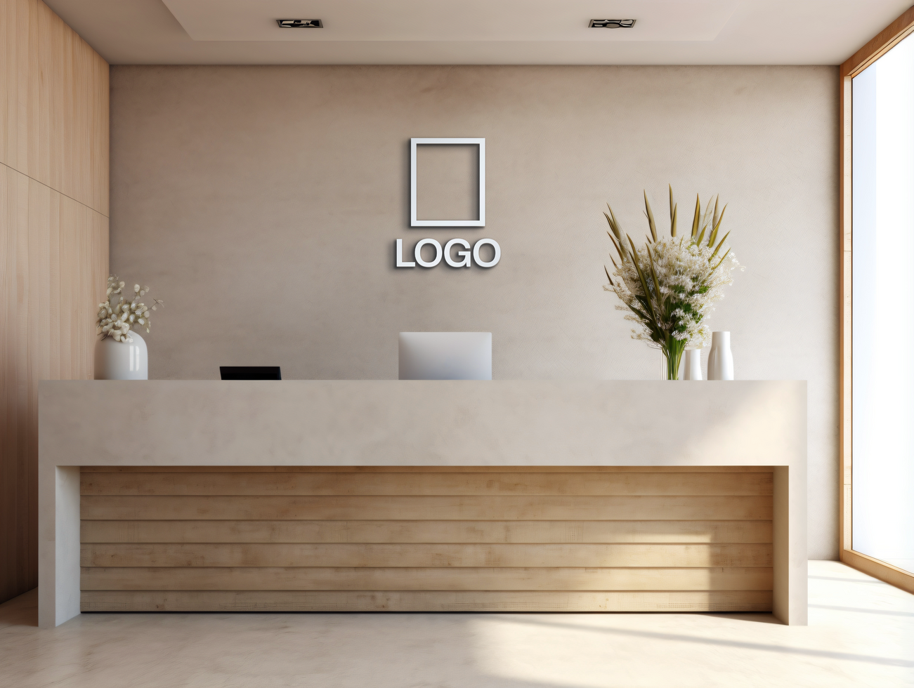 Logo mockup sign mockup design brand identity mockup company logo reception logo mockup branding ai generative background psd