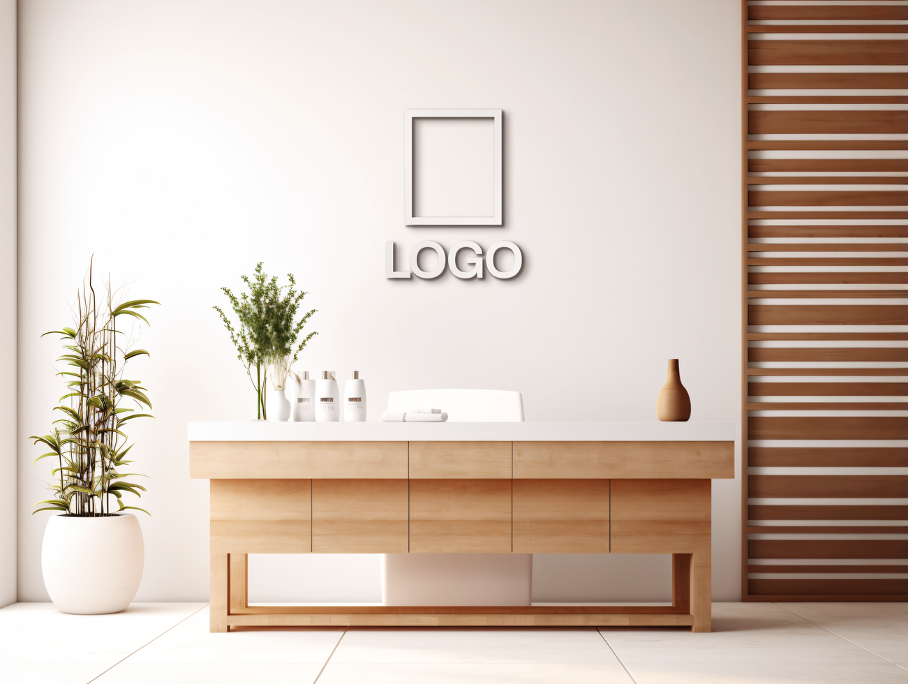 Logo mockup sign mockup design brand identity mockup company logo reception logo mockup branding ai generative background psd