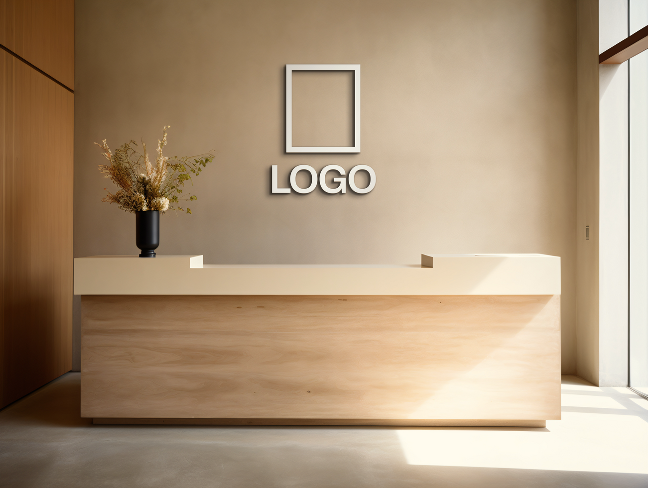 Logo mockup sign mockup design brand identity mockup company logo reception logo mockup branding ai generative background psd