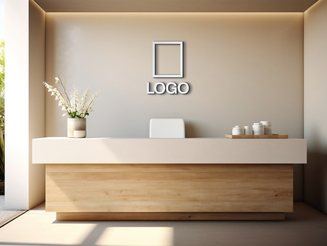 Logo mockup sign mockup design brand identity mockup company logo reception logo mockup branding ai generative background psd