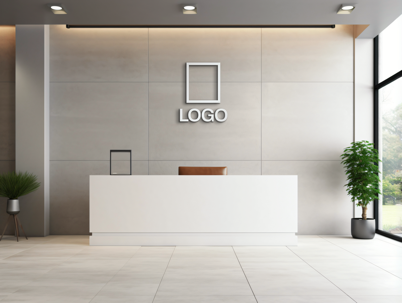 Logo mockup sign mockup design brand identity mockup company logo reception logo mockup branding ai generative background psd