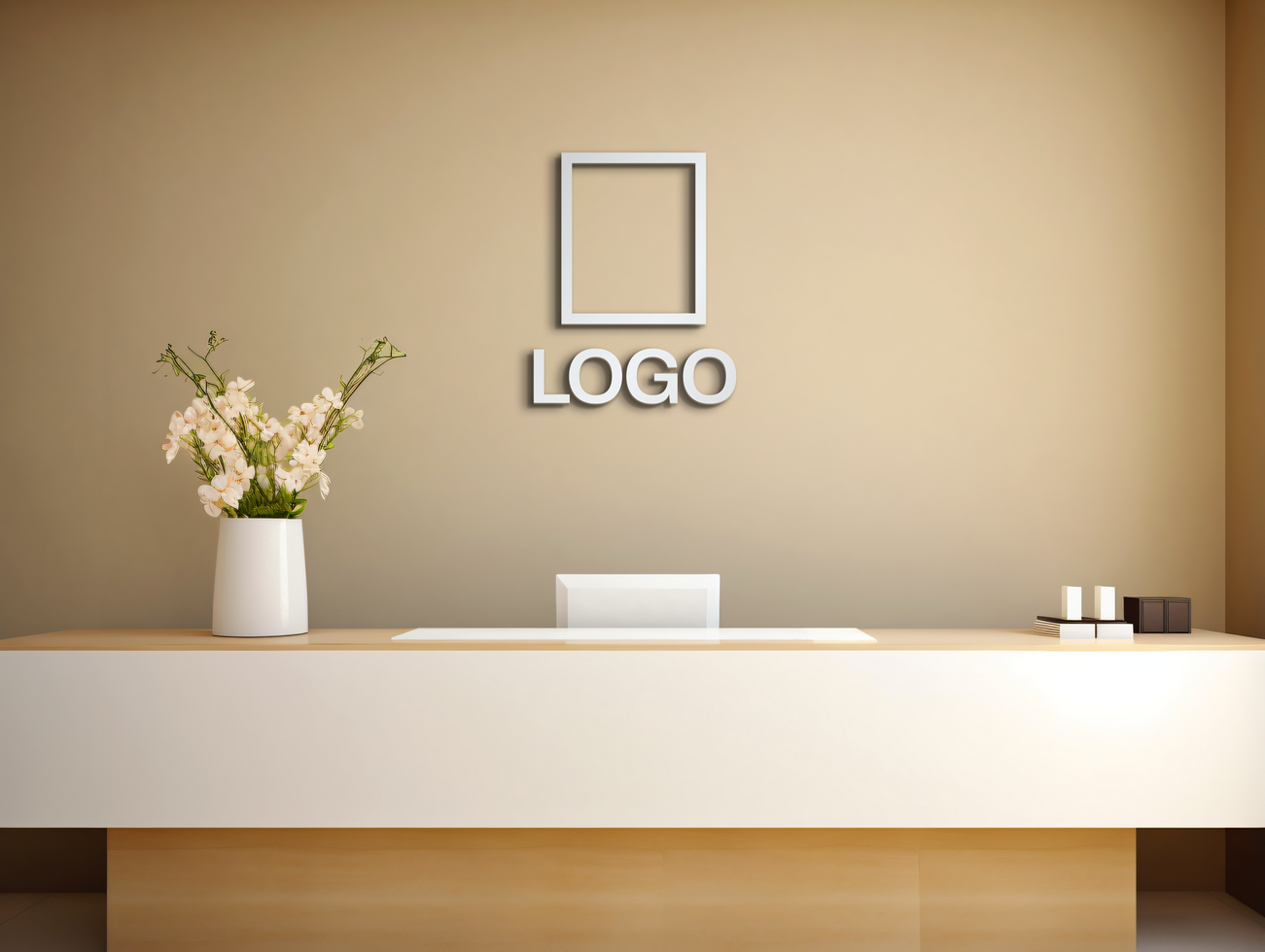 Logo mockup sign mockup design brand identity mockup company logo reception logo mockup branding ai generative background psd