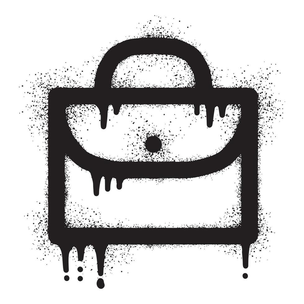 Suitcase graffiti with black spray paint vector