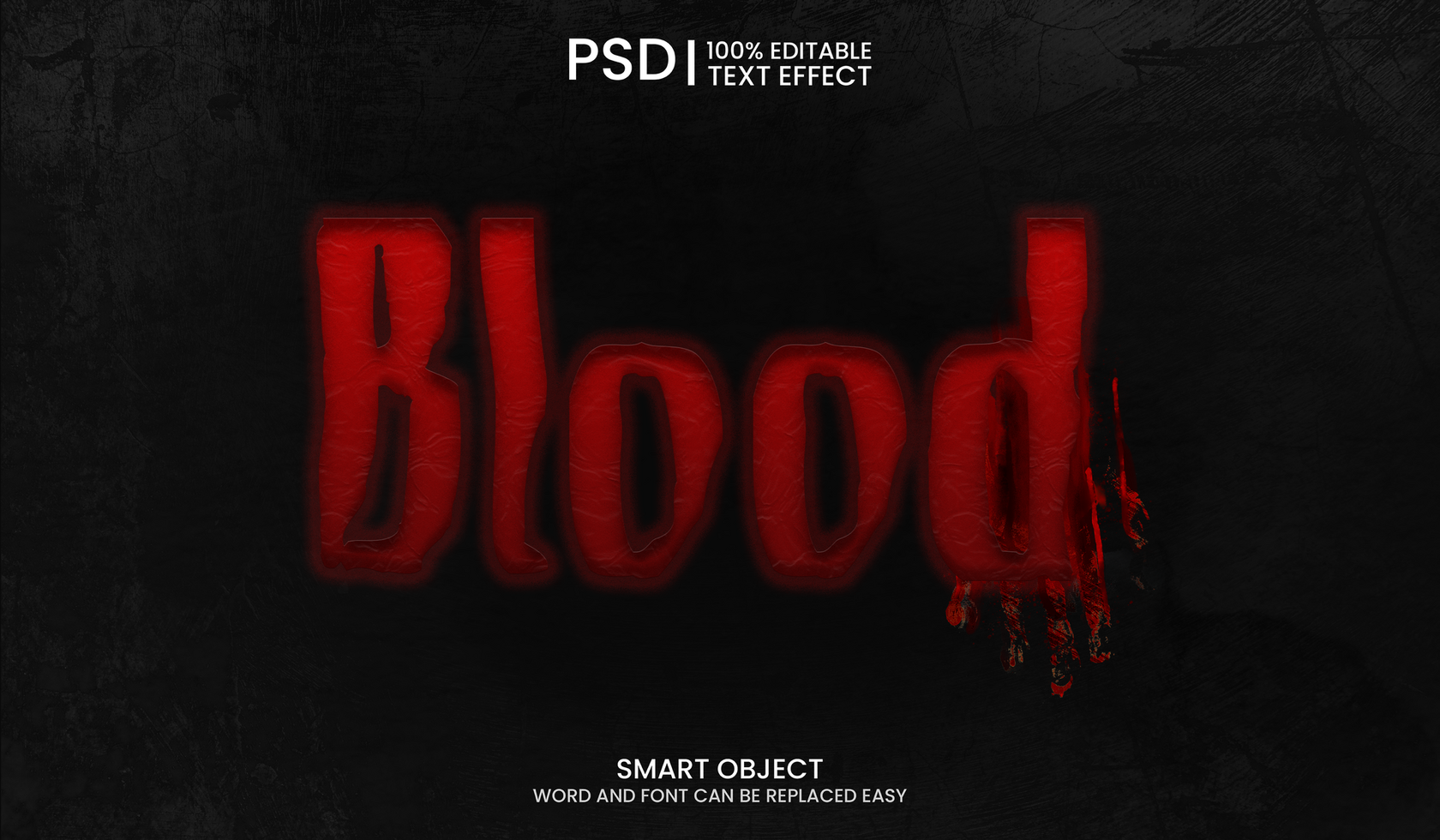 Blood horror editable text effect scary and blood red text style psd
