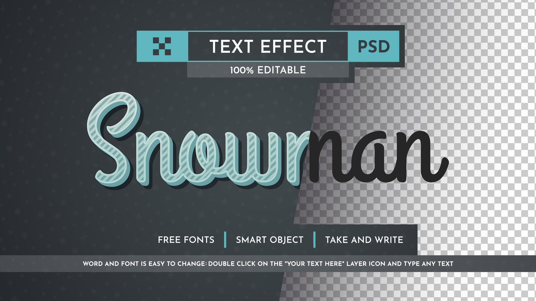 Snowman editable text effect psd