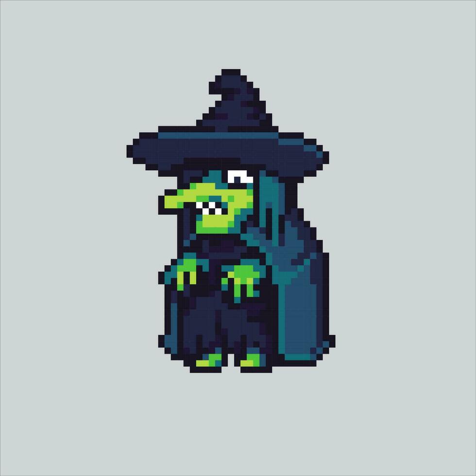 Pixel art illustration Witch. Pixelated Witch. Scary Witch pixelated for the pixel art game and icon for website and video game. old school retro. vector