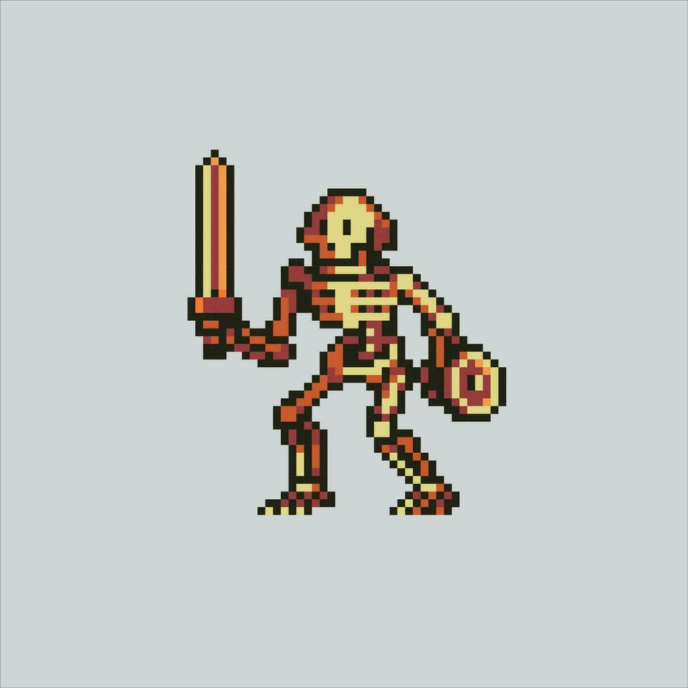 Pixel art illustration Skeleton. Pixelated Skeleton. Scary Skeleton pixelated for the pixel art game and icon for website and video game. old school retro. vector