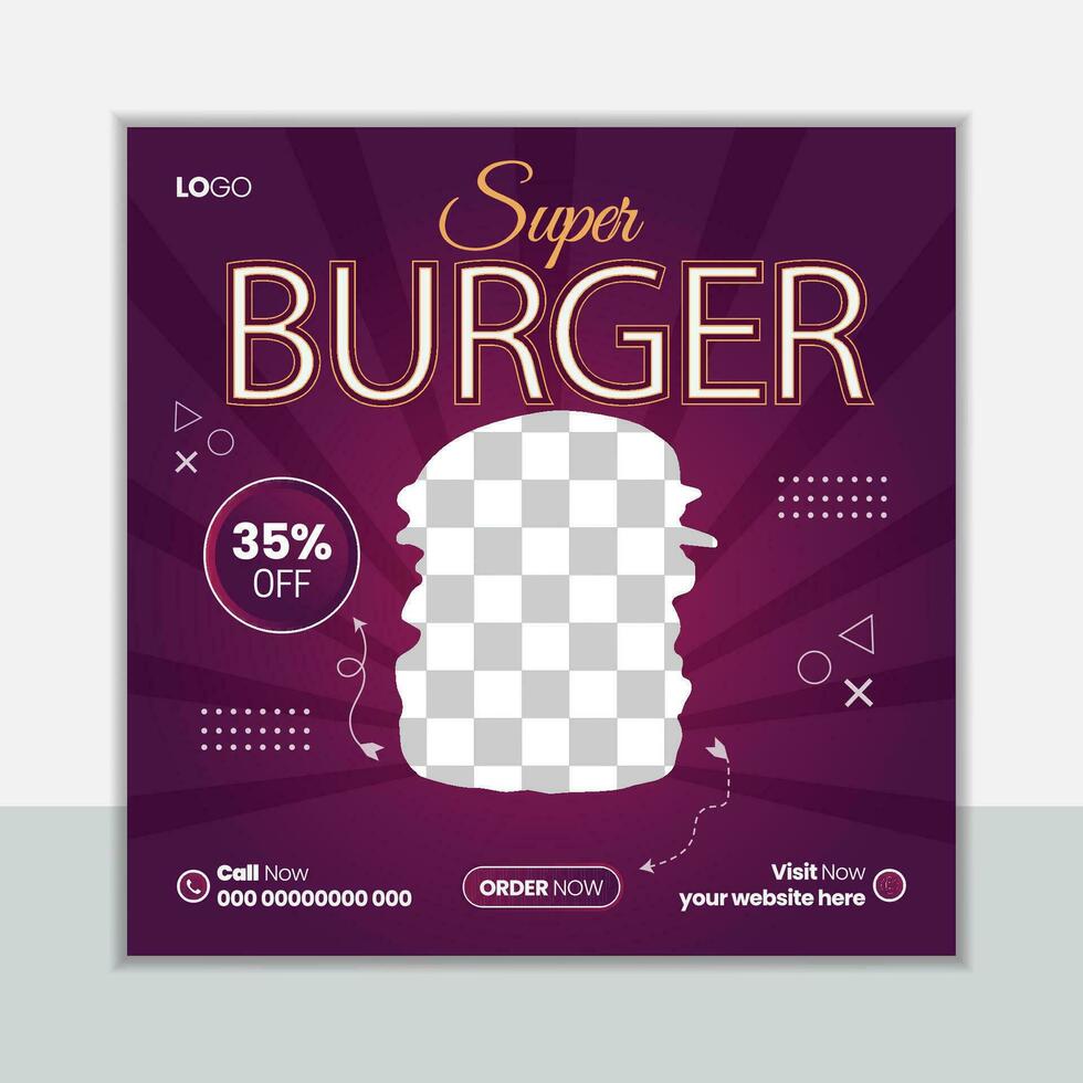 Vector burger social media post vector template.