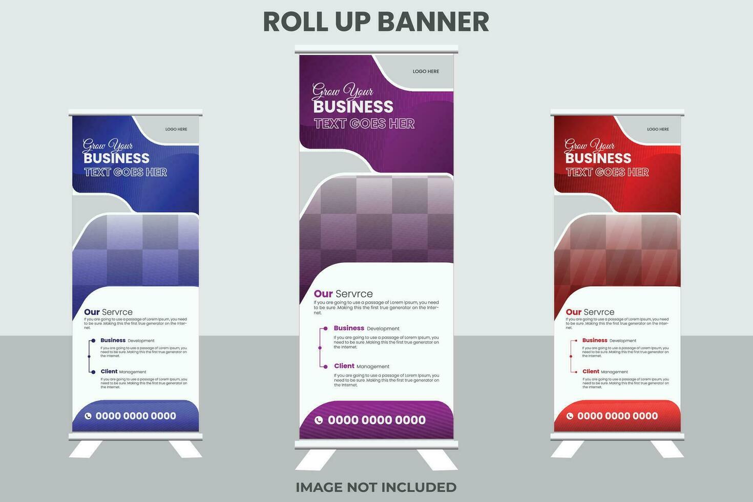 Vector promotional standee banner corporate business marketing roll ups or rack card colorful signage flyer