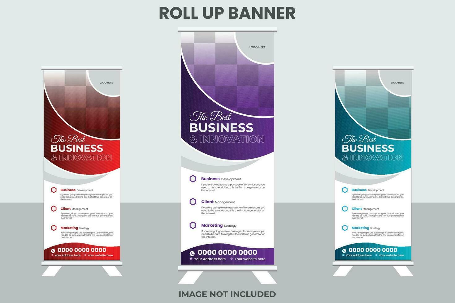 Vector modern colorful gradient display exhibition abstract business advertisement roll up standee banner