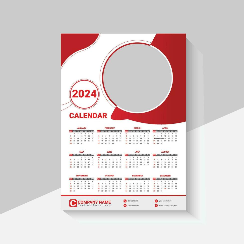 Wall Calendar 2024 vector