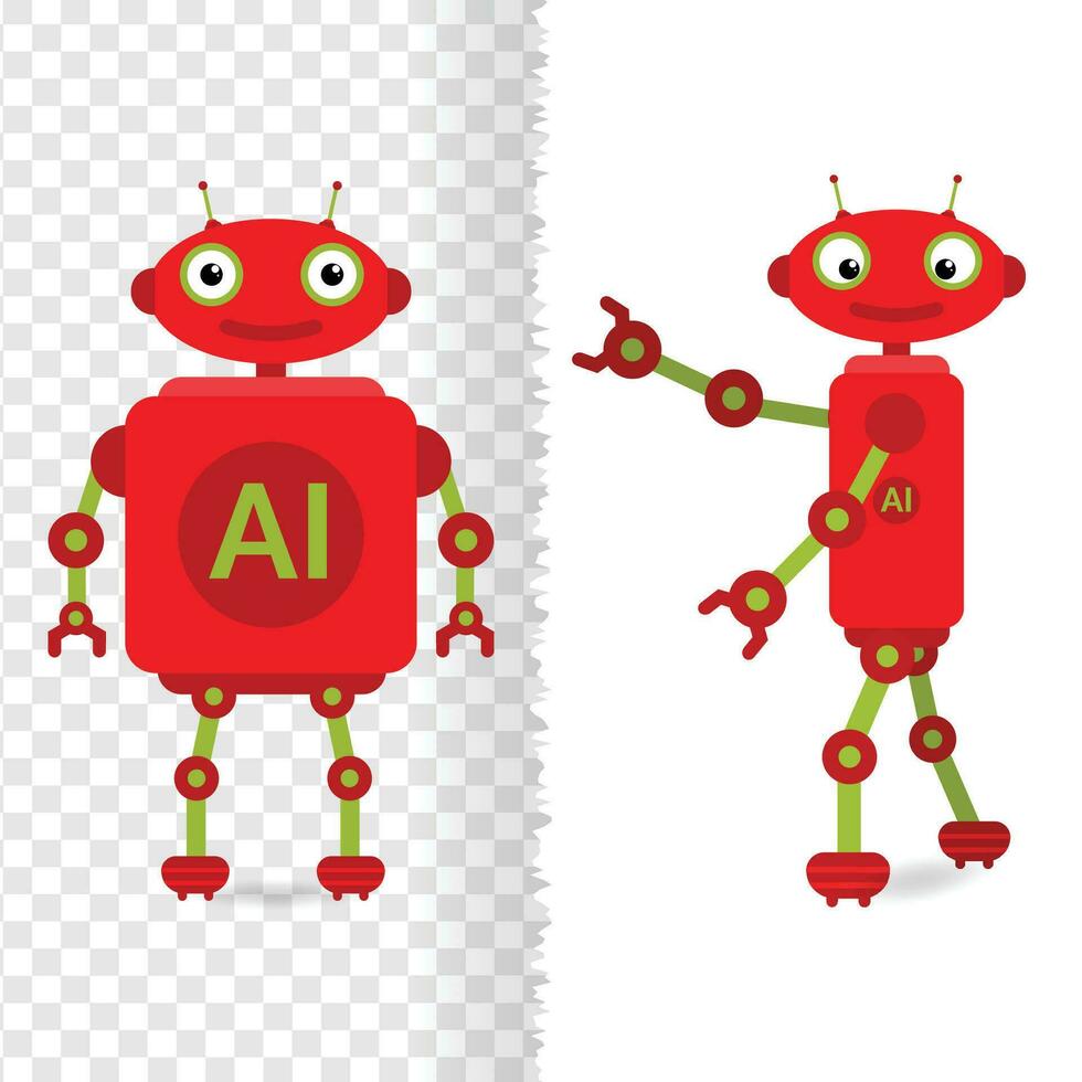 Vector illustration of cartoon robot in flat style isolated on background