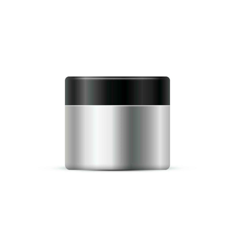 Vector round white plastic jar with lid for cosmetics