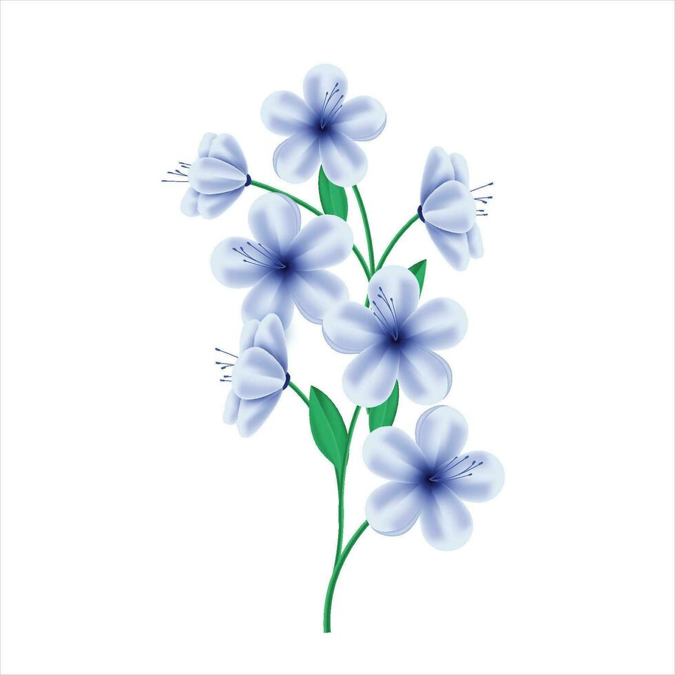 Vector spring blue flower on white background