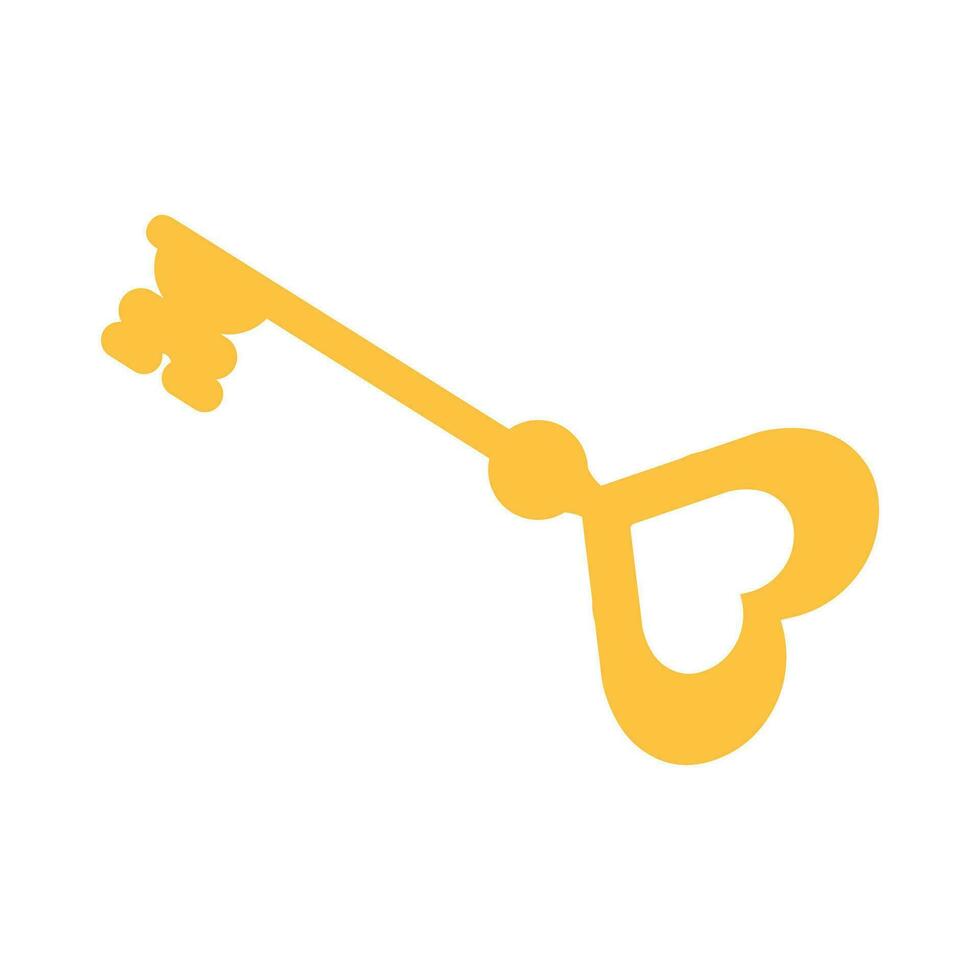Vector key icon. golden key for ancient padlock. vector flat illustration