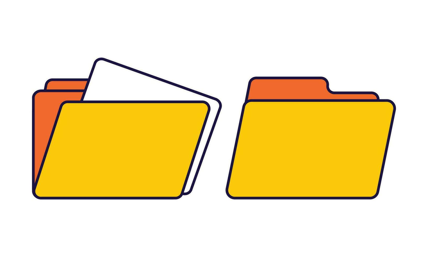 Vector yellow folders for organizing documents. sorting large amounts