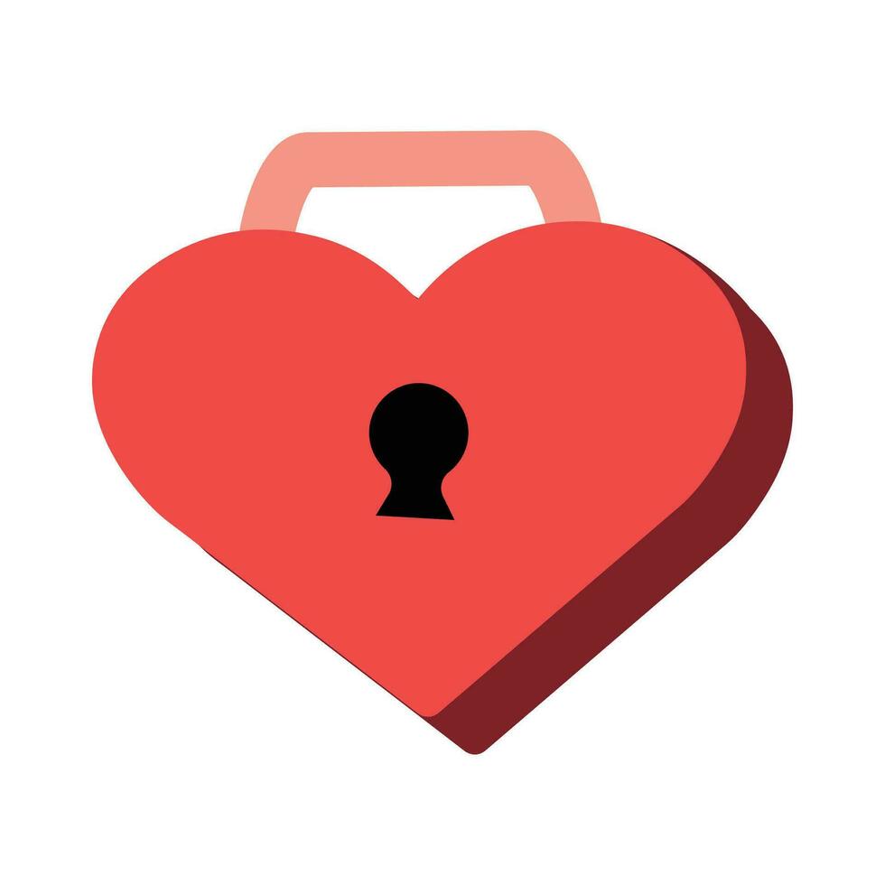 Vector love cute characters pink heart padlock icon