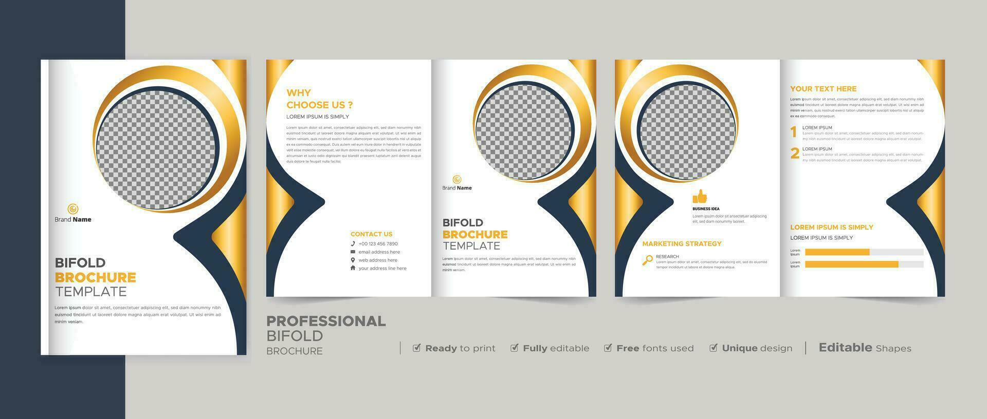 Corporate Bifold Brochure Template, Catalog, Booklet Template Design. Fully Editable. vector