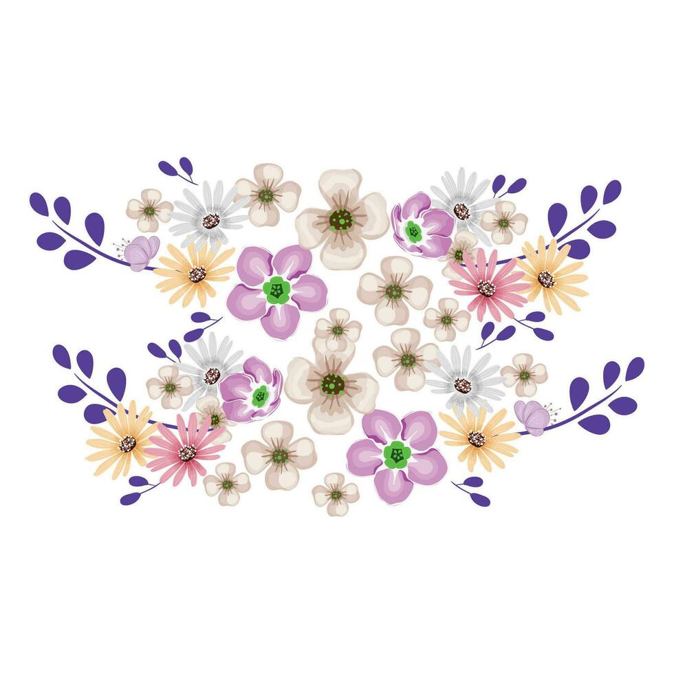 Vector 2d flowers bouquet illustration set