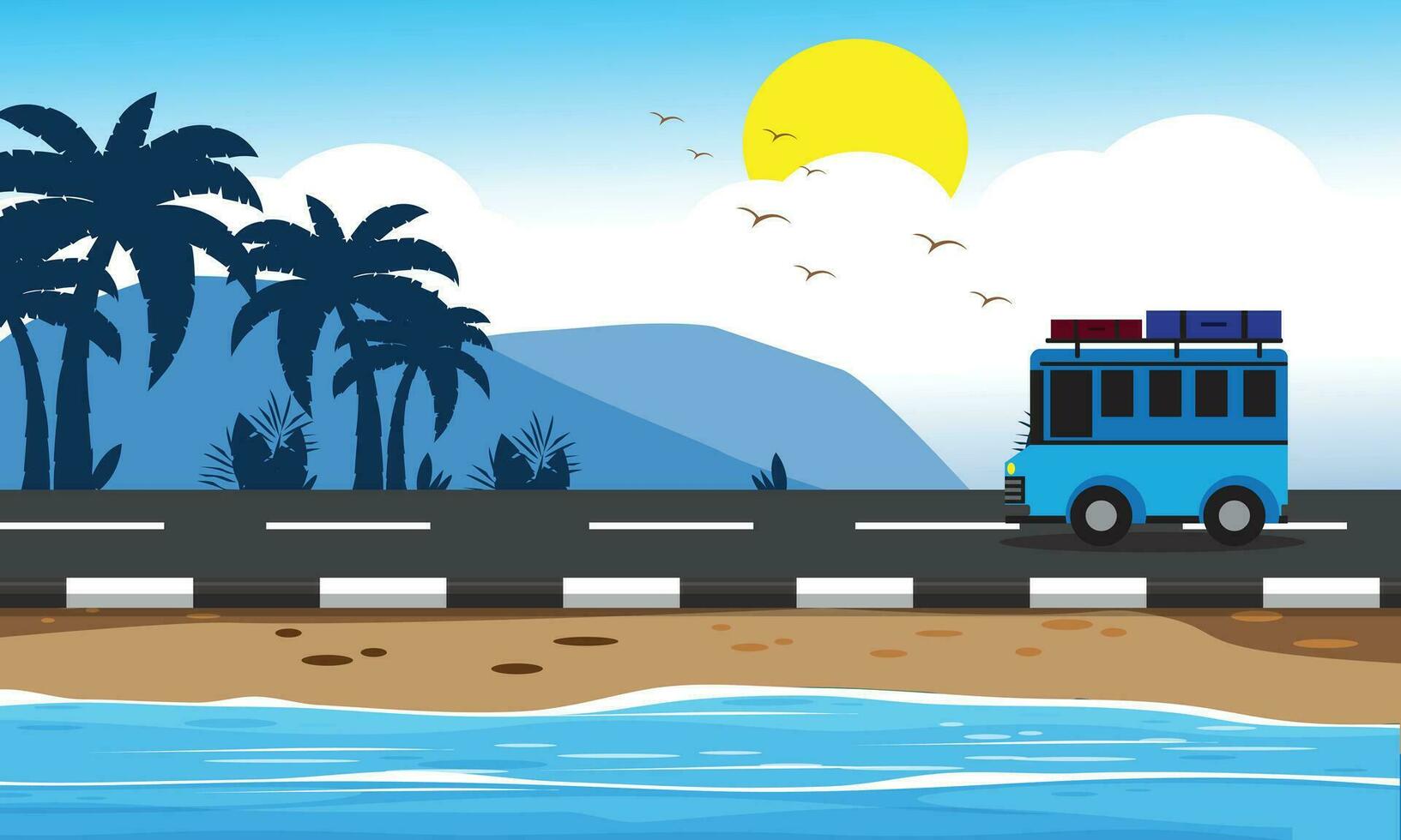 travel on the beach vector