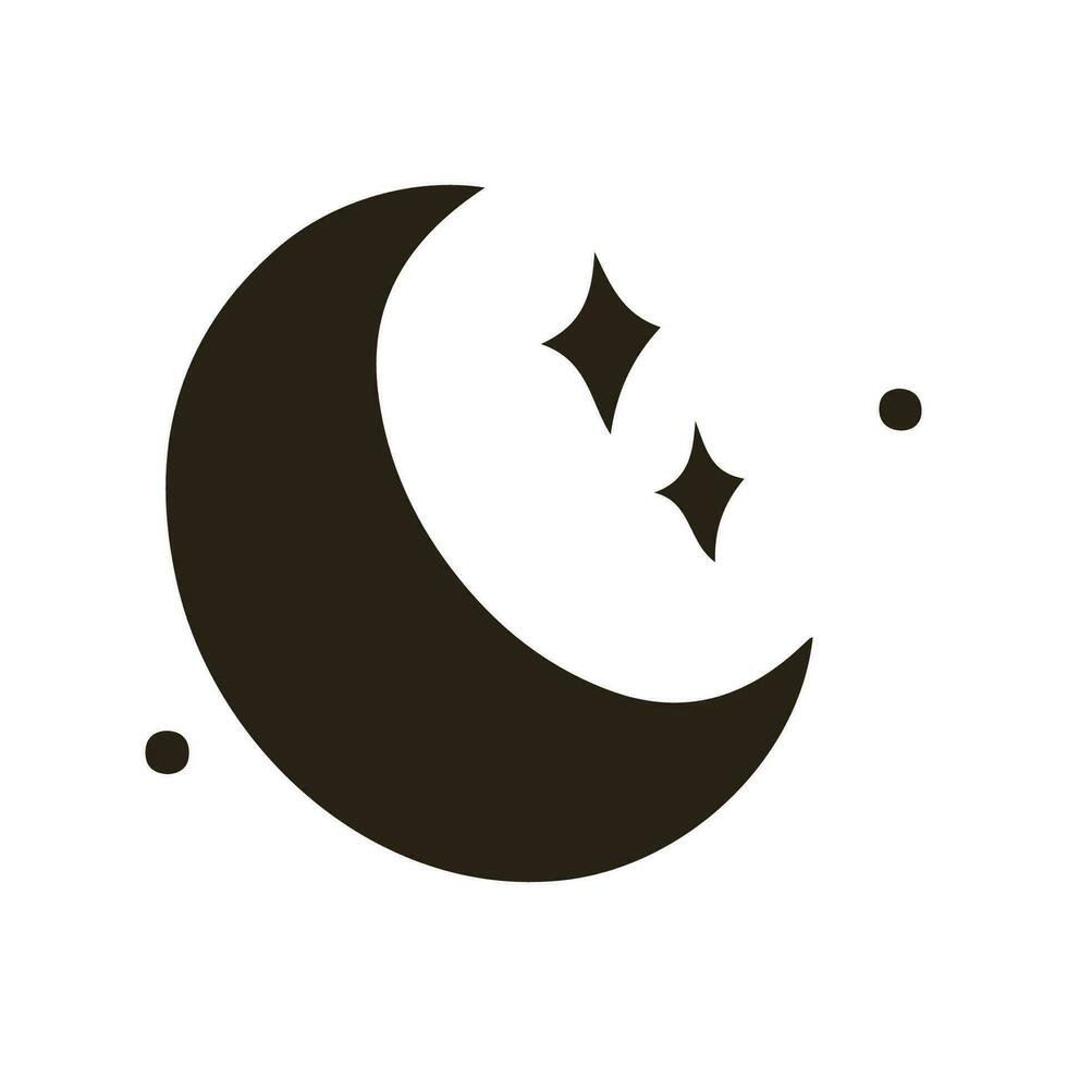 vector Luna y estrellas, vector. negro color icono en un blanco antecedentes