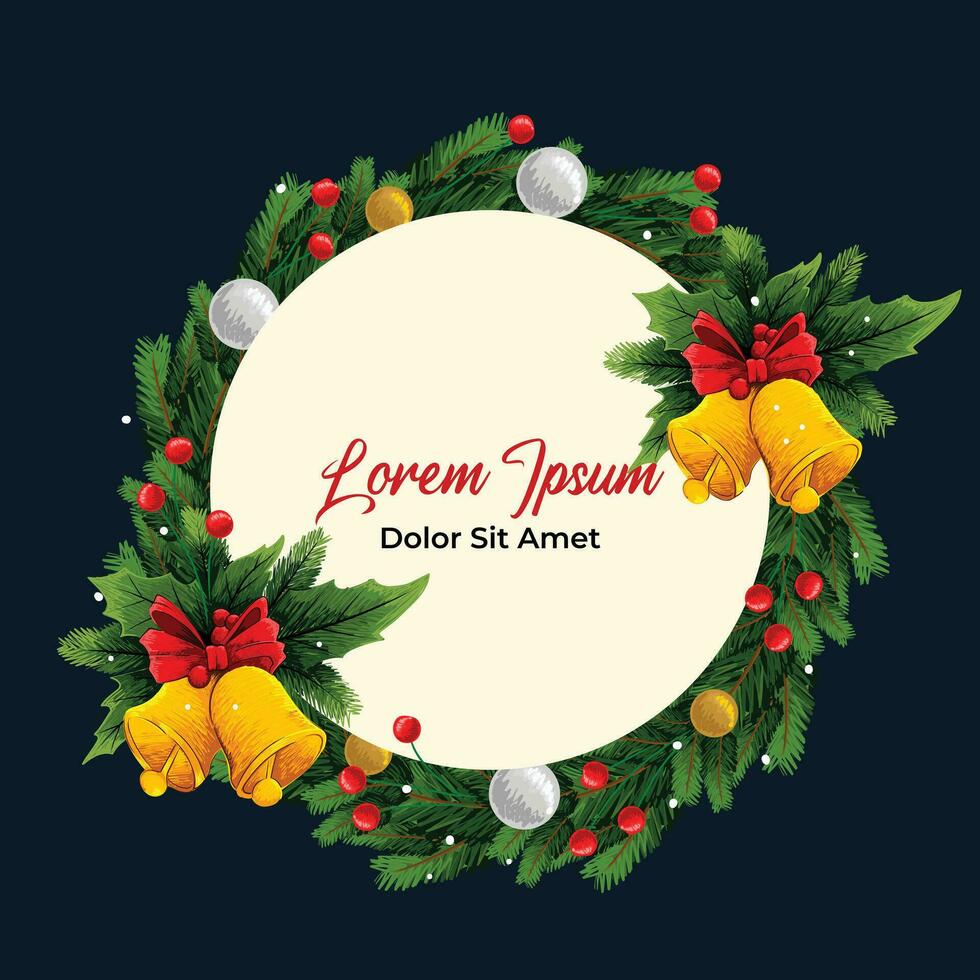 christmas wreath design green leaves vector