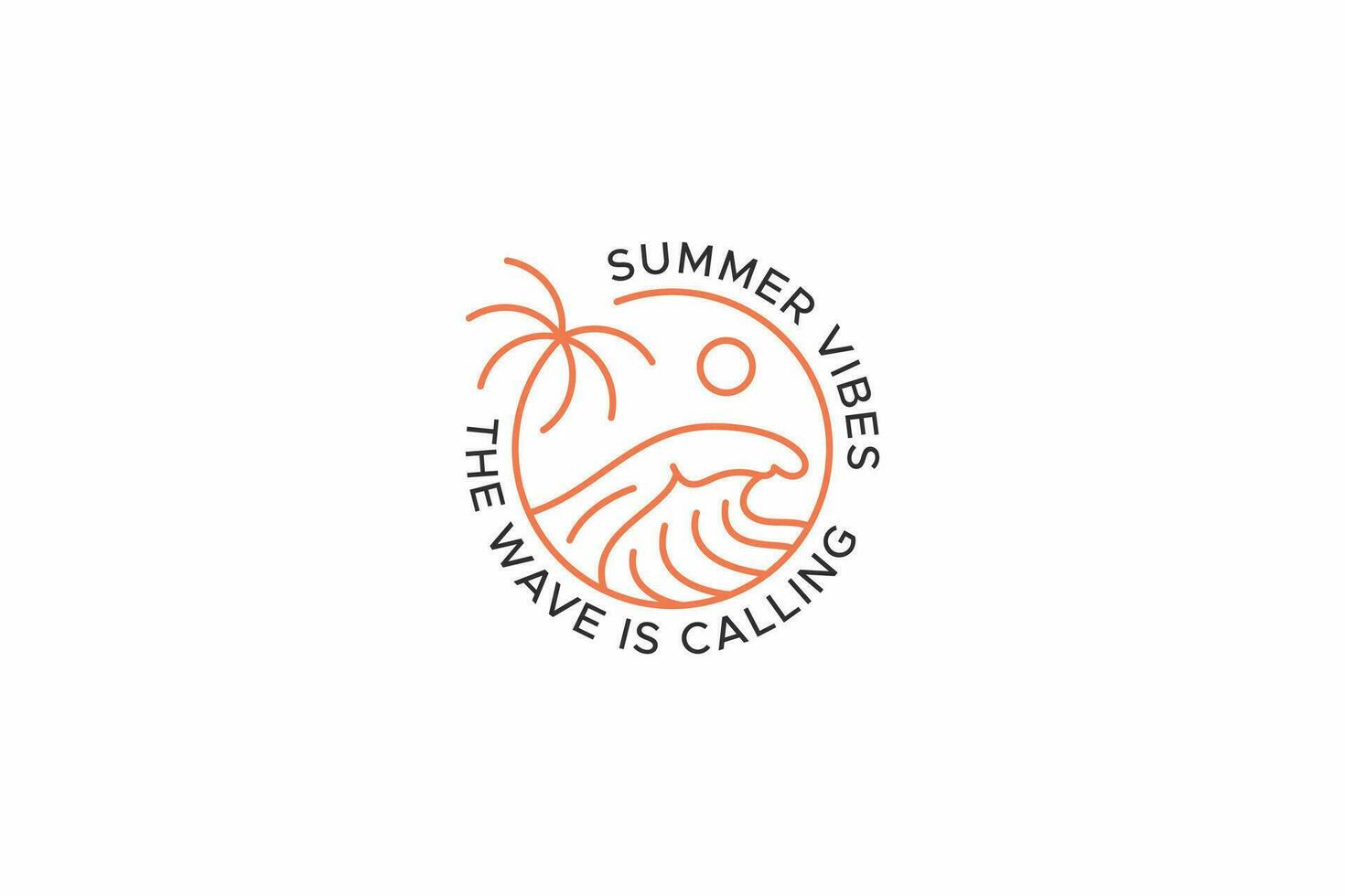 Beach Wave Simple Logo Badge for Element Design Summer Vibes Surf Trend Concept Sign Symbol vector