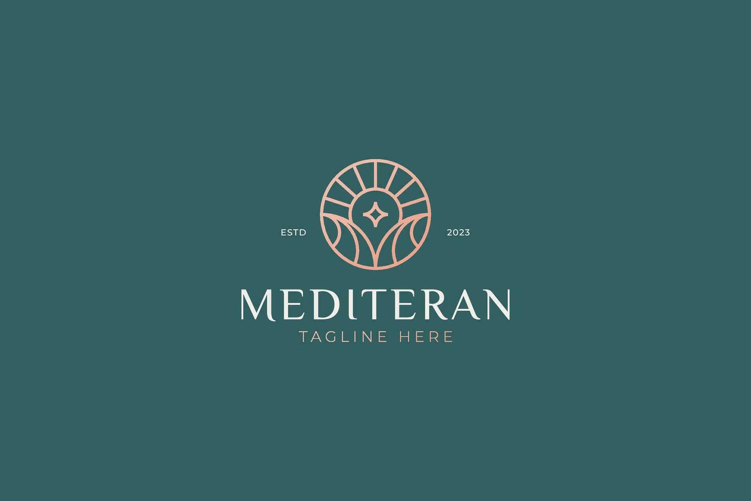 Mediterranean Letter M Luxury Geometric Abstract Logo Concept with Circle Shape Brand Identity vector