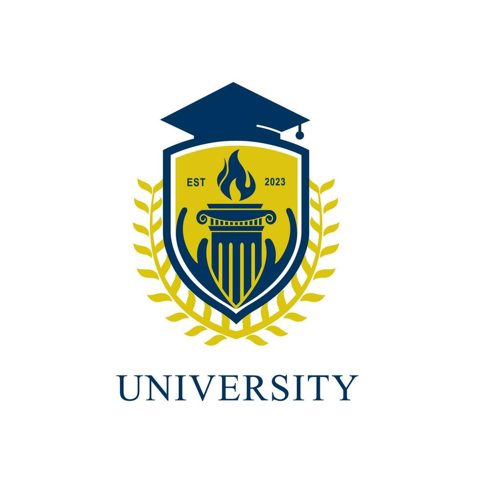 Imagen vectorial del diseño del logotipo de la insignia de la escuela universitaria universitaria. diseño del logotipo de la placa de educación. emblema de la escuela secundaria universitaria vector