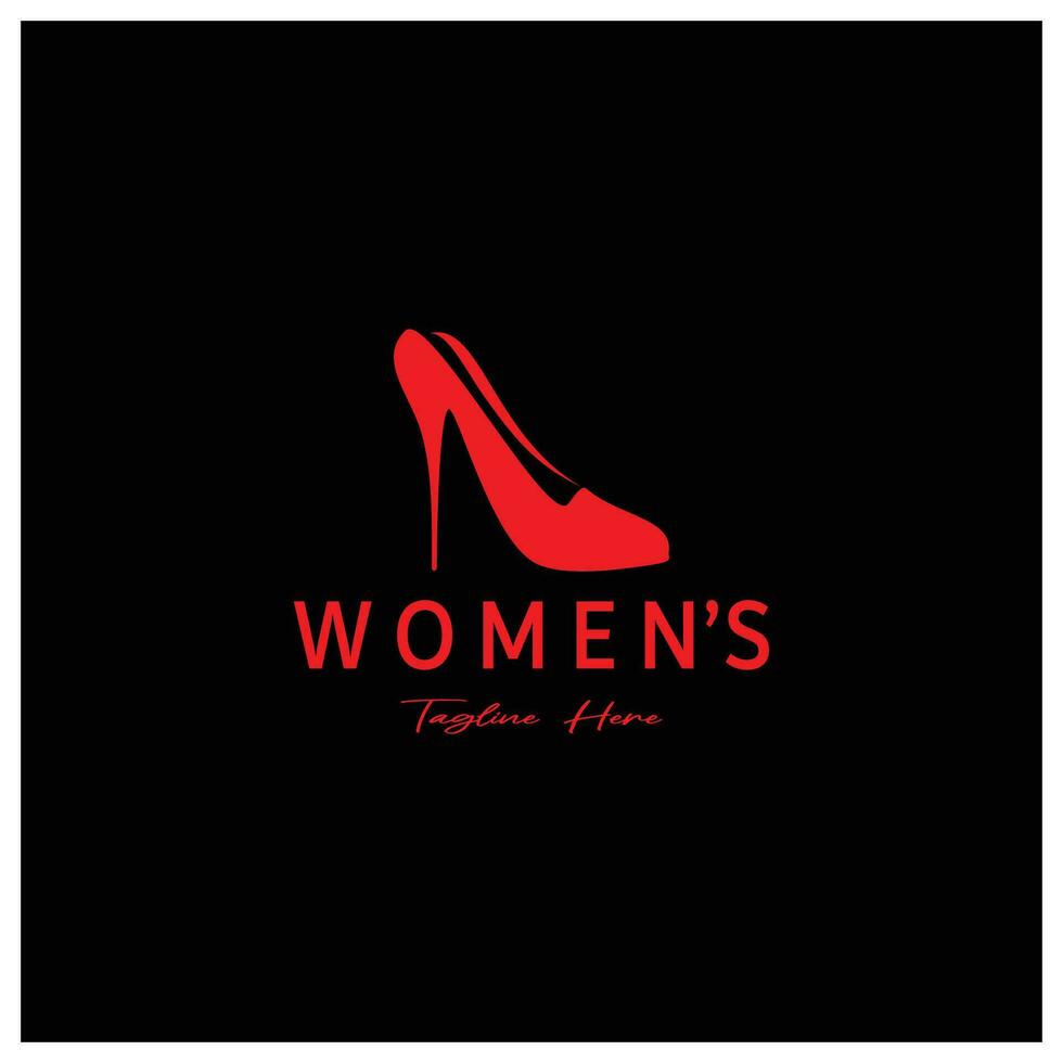 Logo for women's high heel shoes that is elegant and luxurious and feminine. Logo for business, women's shoe shop, fashion, shoe company, beauty. vector