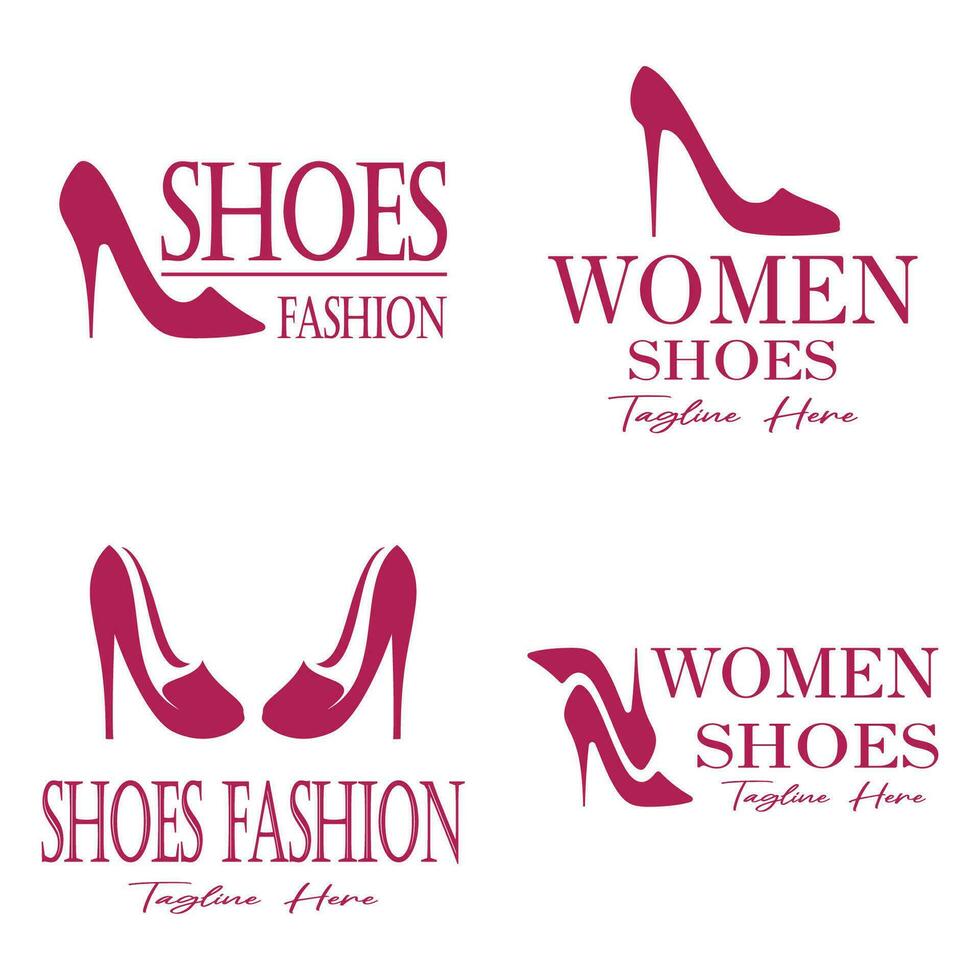 Logo for women's high heel shoes that is elegant and luxurious and feminine. Logo for business, women's shoe shop, fashion, shoe company, beauty. vector