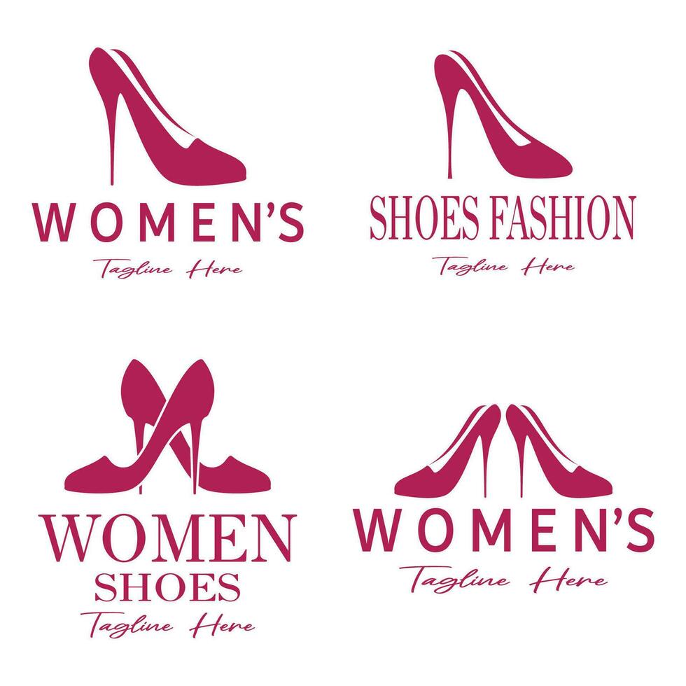 Logo for women's high heel shoes that is elegant and luxurious and feminine. Logo for business, women's shoe shop, fashion, shoe company, beauty. vector