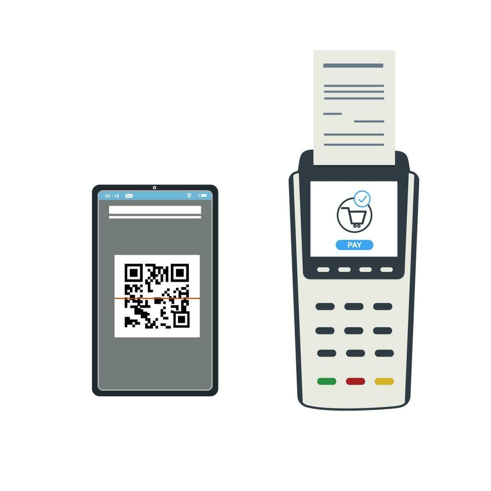 Credit card processing service accept contactless payments using terminal machine. Vector flat design style  illustration