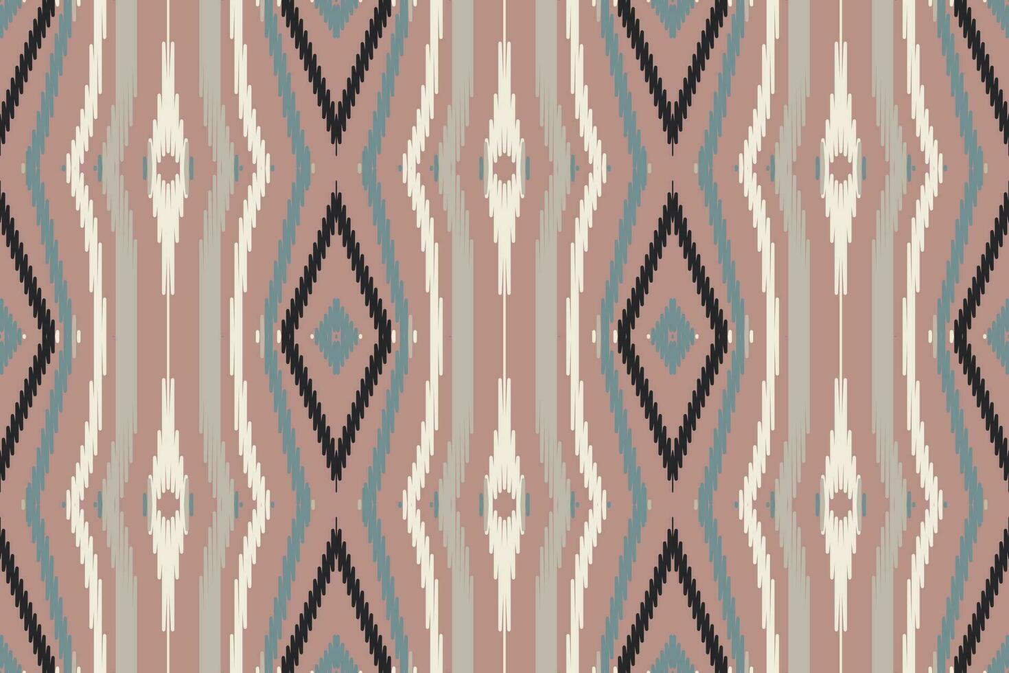 Ikat Seamless Pattern Embroidery Background. Ikat Frame Geometric Ethnic Oriental Pattern Traditional. Ikat Aztec Style Abstract Design for Print Texture,fabric,saree,sari,carpet. vector