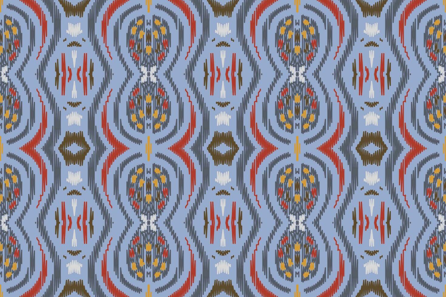Ikat Damask Paisley Embroidery Background. Ikat Seamless Geometric Ethnic Oriental Pattern traditional.aztec Style Abstract Vector illustration.design Texture,fabric,clothing,wrapping,sarong.