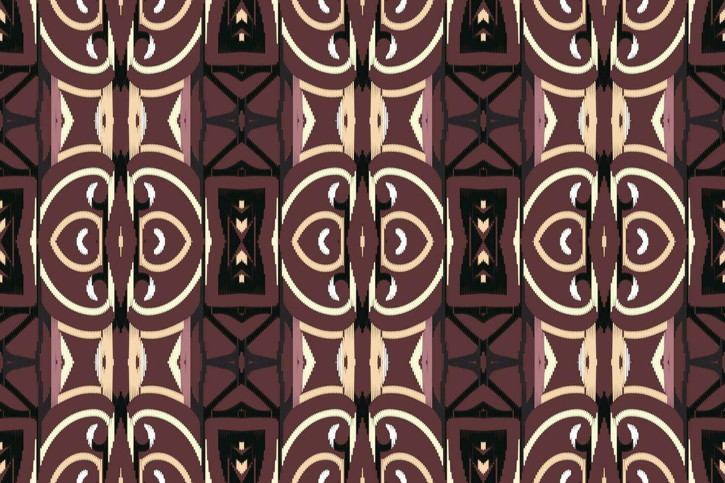 Ikat Damask Paisley Embroidery Background. Ikat Frame Geometric Ethnic Oriental Pattern traditional.aztec Style Abstract Vector illustration.design for Texture,fabric,clothing,wrapping,sarong.