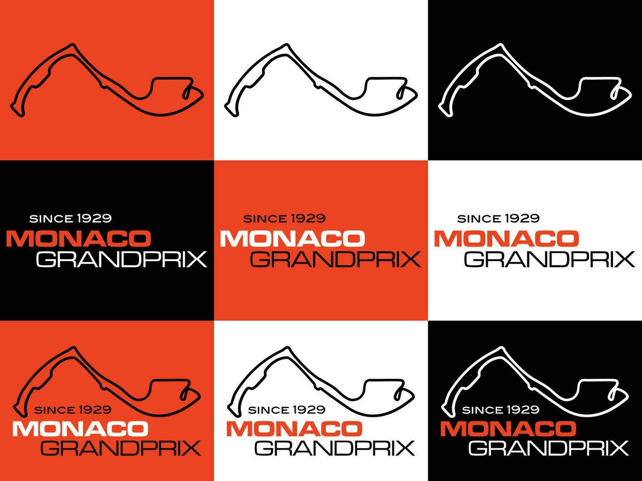 Mónaco grandioso prix pista logo variación vector