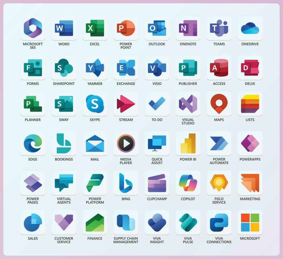 microsoft producto íconos vector