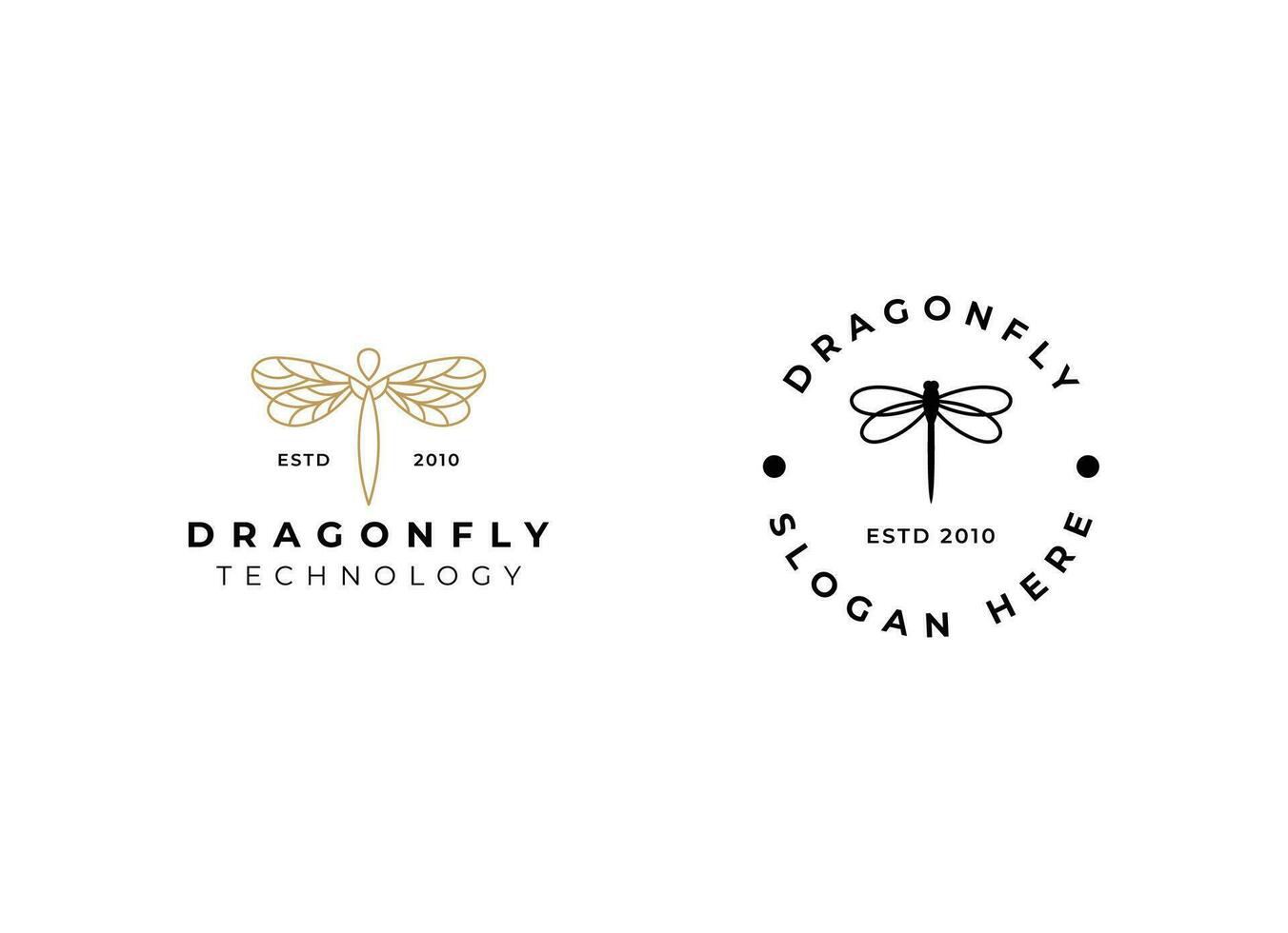 Simple and minimalist dragonfly logo design. Outline dragonfly logo vector