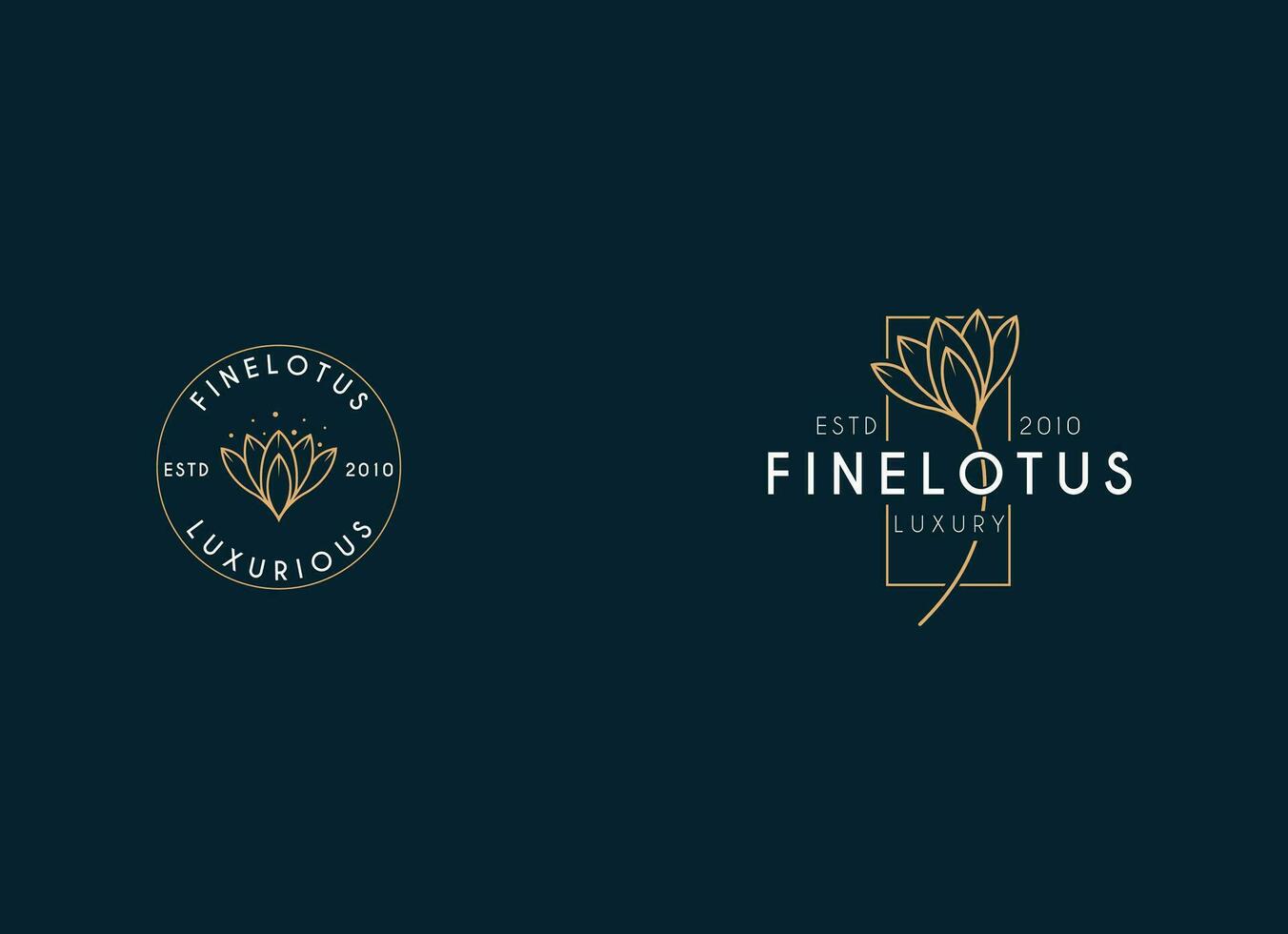 Luxury lotus flowers logo. Jewelry logo design. vector