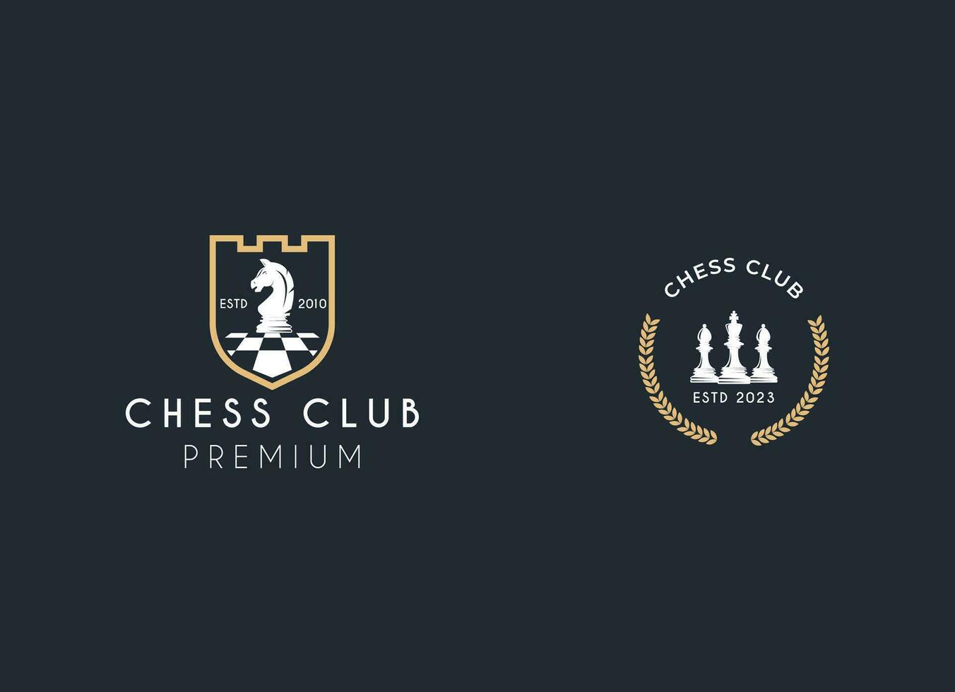 Clásico clásico Insignia emblema ajedrez club, ajedrez torneo logo vector icono en blanco antecedentes