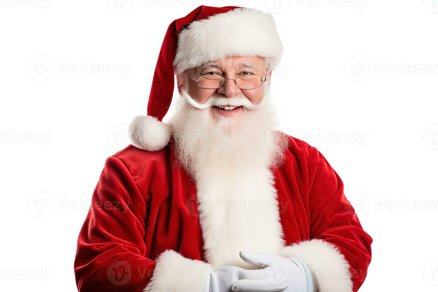 un contento Papa Noel claus aislado blanco fondo, ai generado foto