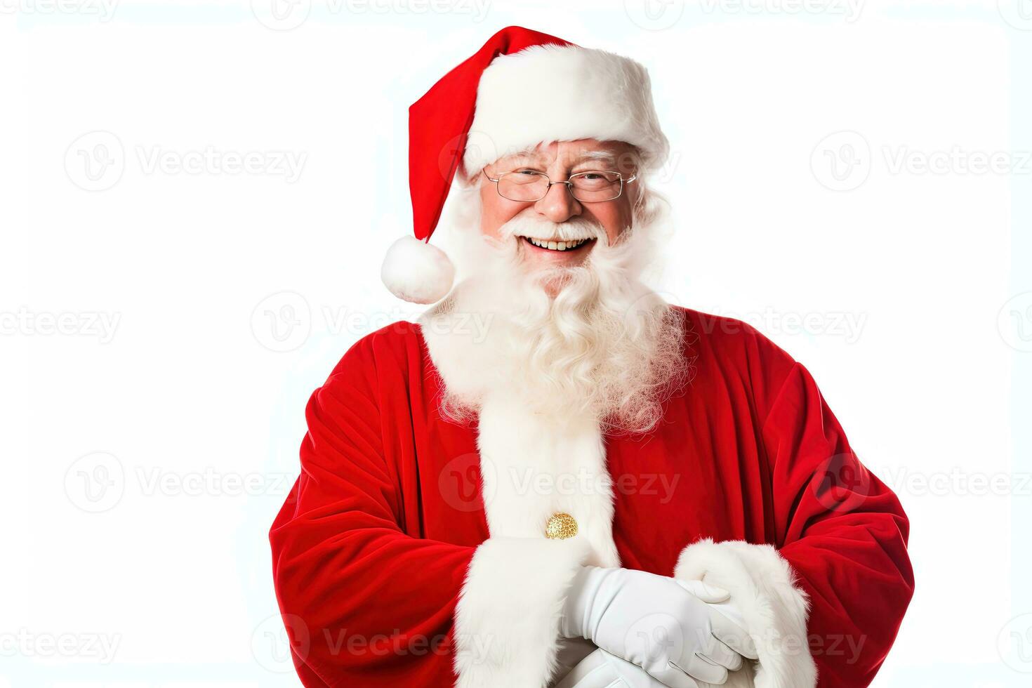 a happy santa claus isolated white background, AI Generated photo