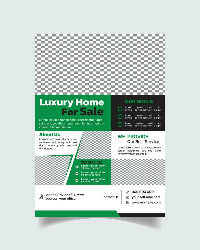 Real estate modern luxury flyer design template elegant property sale leaflet vector file A4 size