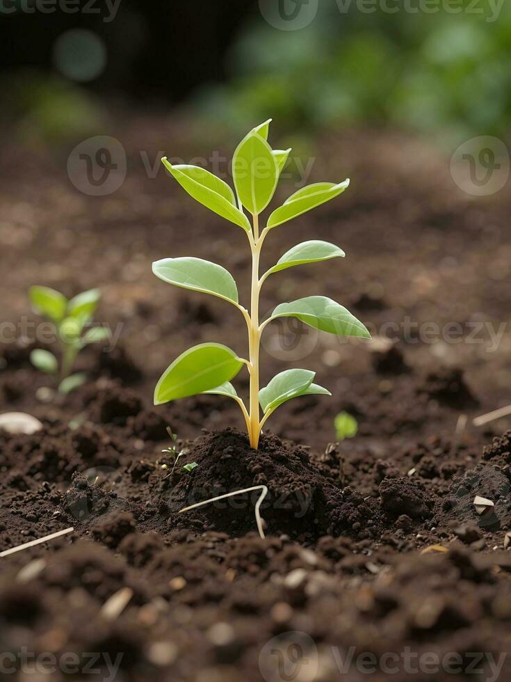 planta crecimiento en el suelo generativo ai foto