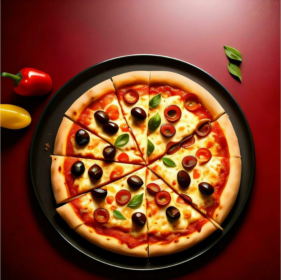 Pizza, Italian traditional  Fast Food and Ready To Eat Concept. AI Generative photo
