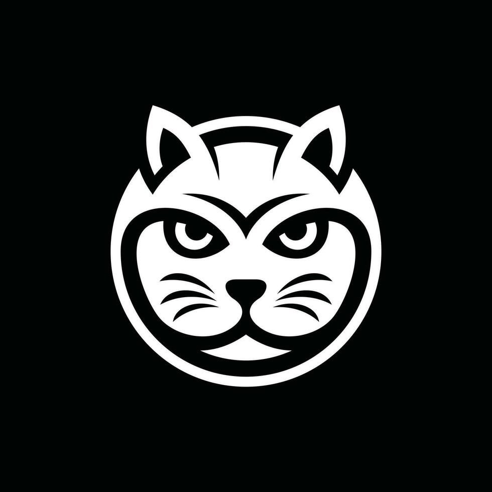 Animal Cat Head Circle modern simple logo design vector, element graphic illustration template vector